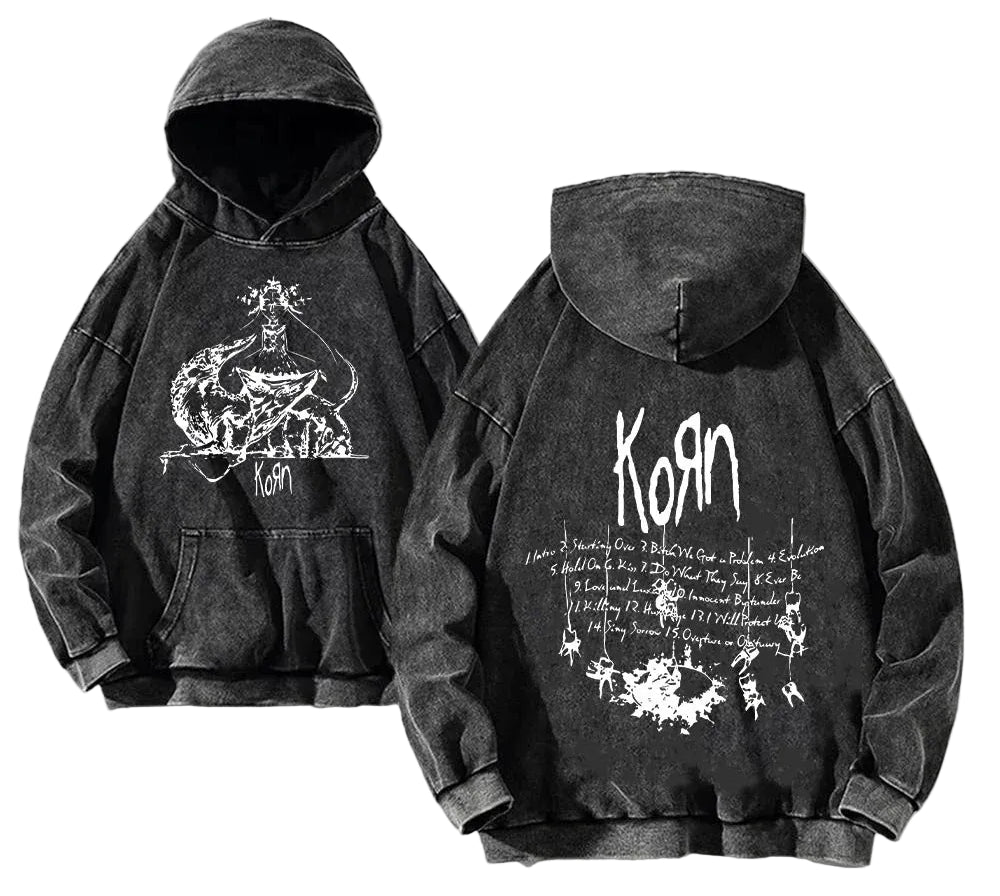 Distressed Gothic Anime Hoodie With Oversized Vintage Streetwear Style
