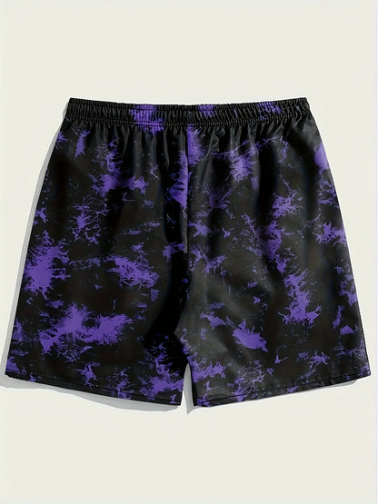 Men's Graphic Print Athletic Shorts with Relaxed Fit and Casual Beachwear Style