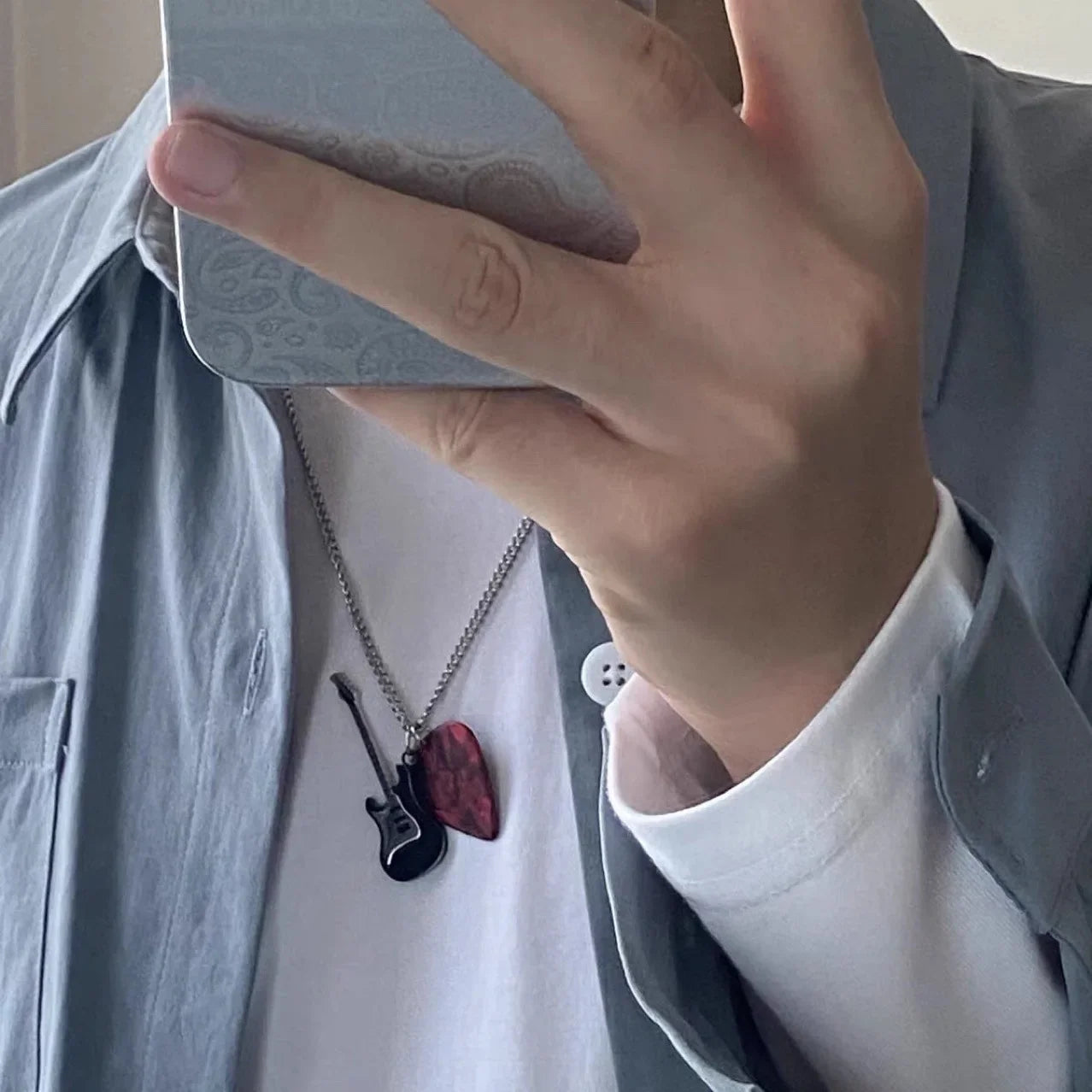 Alternative Guitar Pick Pendant Necklace With Minimalist Rock Inspired Statement Design
