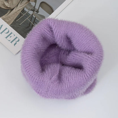 Faux Fur Trim Acrylic Knit Beanie with Ear Flaps for Cozy Winter Streetwear Style