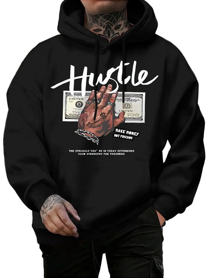 Motivational Typography Graphic Hoodie with Relaxed Urban Streetwear Silhouette