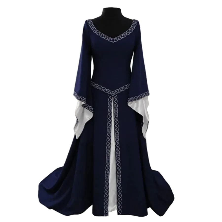 Regal Medieval Gothic Maxi Gown with Flowing Bell Sleeves