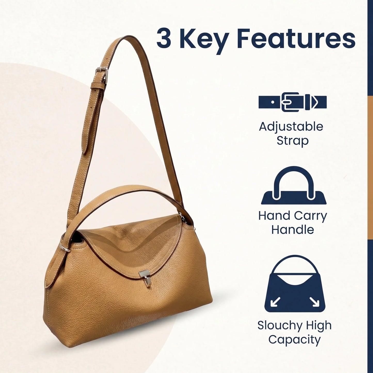 Soft Leather Bowling Shoulder Tote Bag with Convertible Carry Design