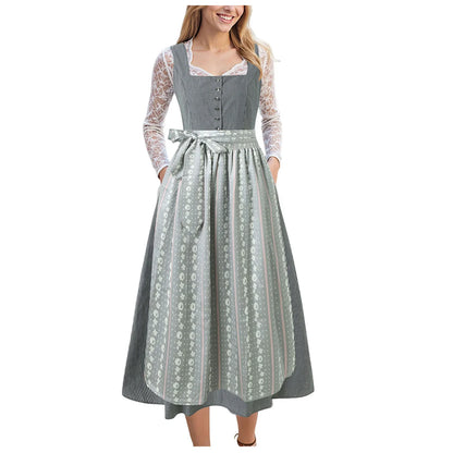 Vintage Inspired Lace Up Bodice Cottagecore Alternative Midi Dress