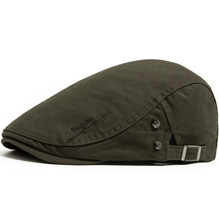 Classic Cotton Ivy Flat Cap Button Detail Casual Vintage Streetwear Beret Hat