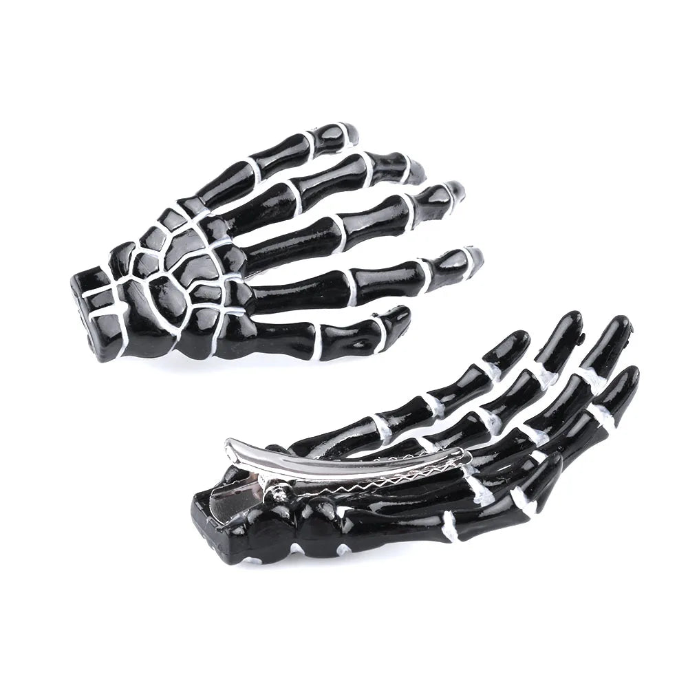 Skeleton Bone Hair Clip Set Gothic Punk Statement Hairstyle Accessories