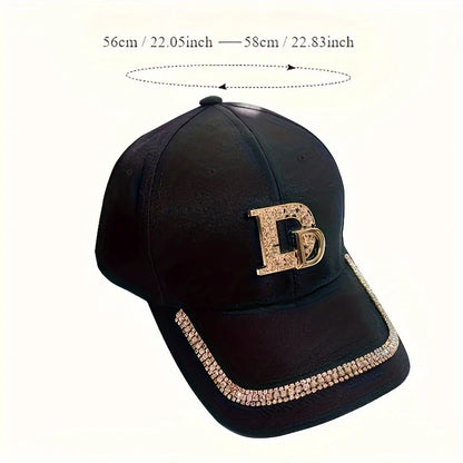 Rhinestone Embellished Baseball Cap Adjustable Curved Brim Fashion Streetwear Hat