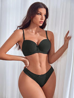 Classic Smooth Contour Push-Up Bra and Panty Set with Contrasting Trim