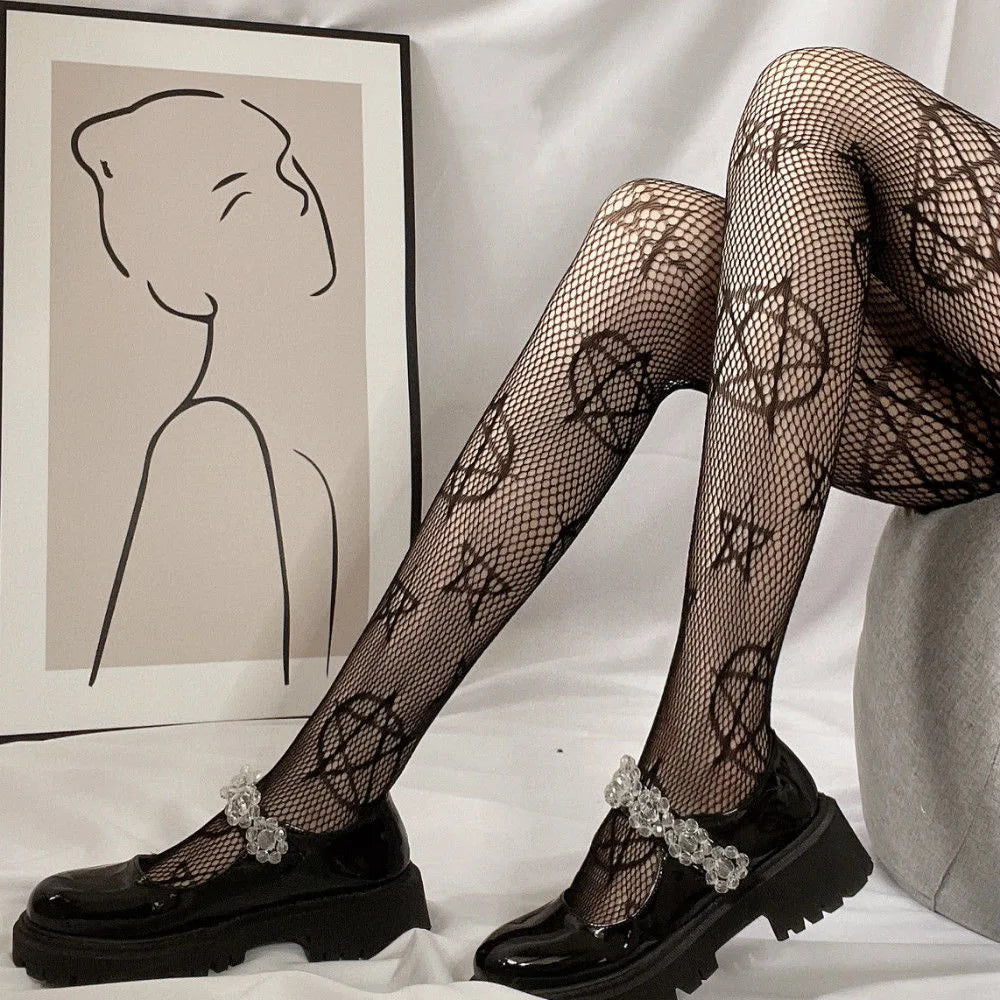 Spider Web Pattern Fishnet Tights Gothic Alternative Fashion Mesh Hosiery