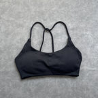 Olive Green Strappy Open-Back Sports Bra with Scoop Neckline
