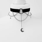 Crescent Moon Tattoo Choker for Witchy Gothic Alternative Fashion Styling
