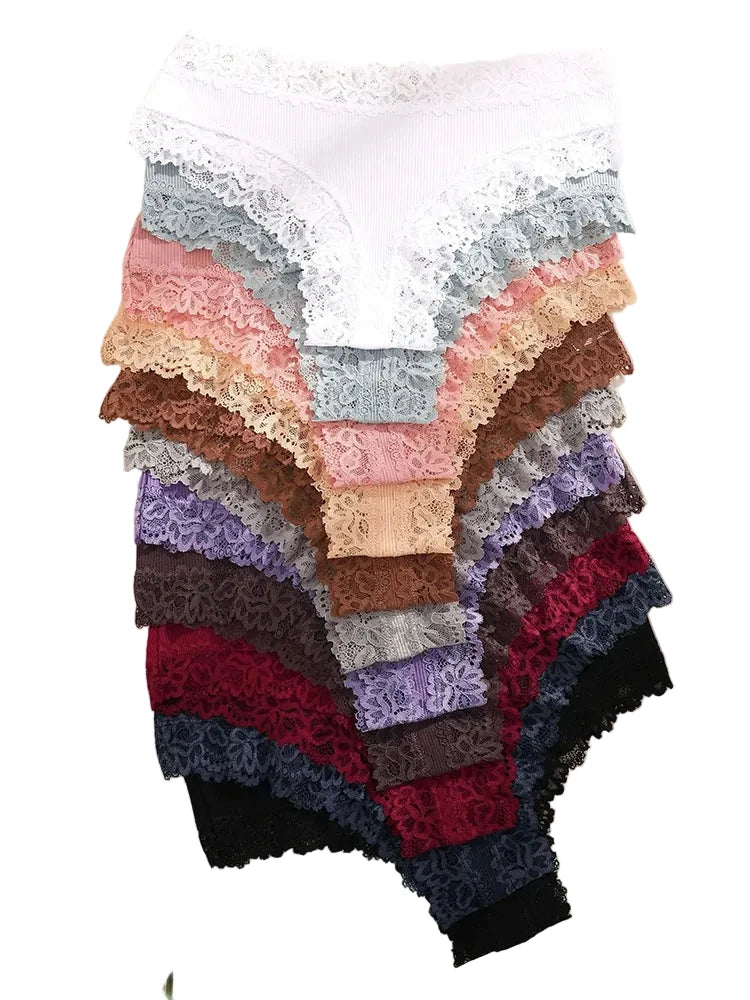 Eleven-Piece Low-Rise Scalloped Lace Bikini Panty Set