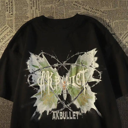 Vintage Inspired Streetwear Graphic T-Shirt with Layered Abstract Artwork and Relaxed Fit