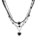 Layered Heart Choker Necklace for Grunge Y2K Alternative Fashion Looks