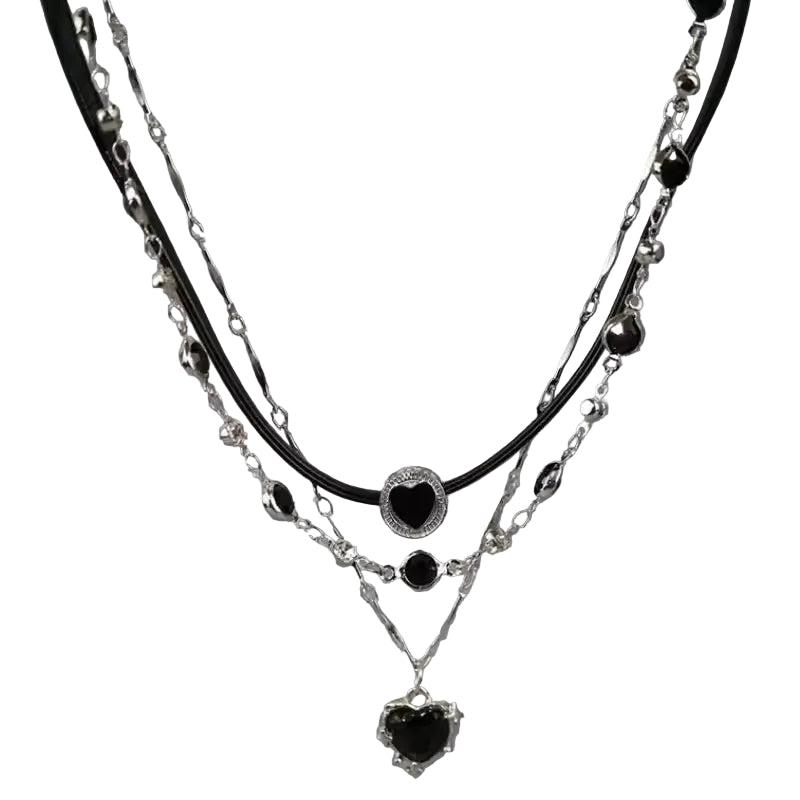Layered Heart Choker Necklace for Grunge Y2K Alternative Fashion Looks