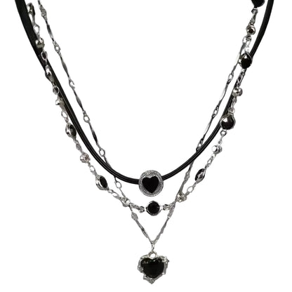 Layered Heart Choker Necklace for Grunge Y2K Alternative Fashion Looks