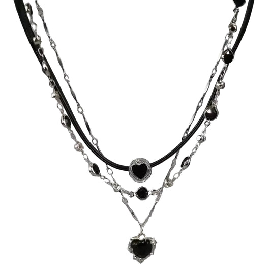 Layered Heart Choker Necklace for Grunge Y2K Alternative Fashion Looks