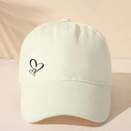 Minimalist Heart Embroidered Baseball Cap Adjustable Curved Brim Casual Streetwear Hat