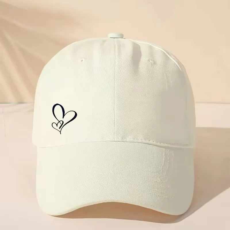 Minimalist Heart Embroidered Baseball Cap Adjustable Curved Brim Casual Streetwear Hat