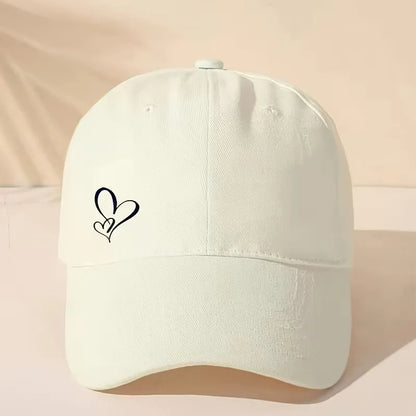 Minimalist Heart Embroidered Baseball Cap Adjustable Curved Brim Casual Streetwear Hat