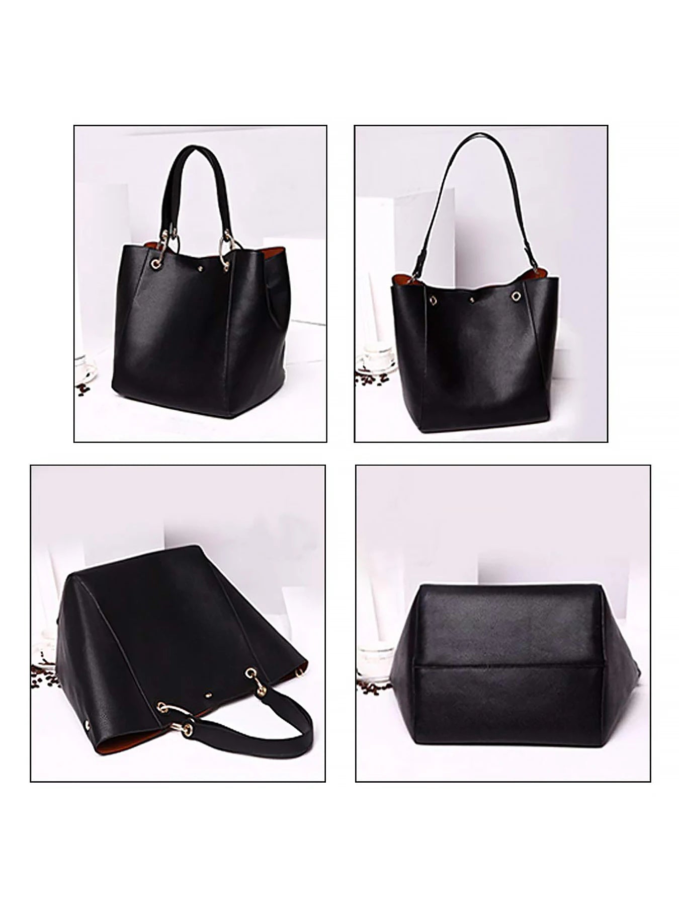Large Capacity PU Leather Tote Bag with Minimalist Top Handle Design