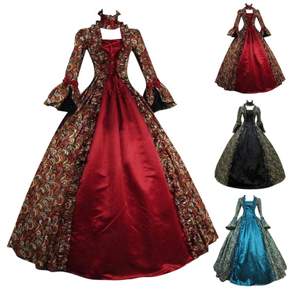 Victorian Gothic Lace Panel Ball Gown with Regal Silhouette