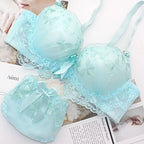Lavender Butterfly Embroidery Push-Up Bra and High-Waist Panty Set