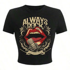 Graphic Artwork Crop Tee with Fitted Silhouette and Alternative Streetwear Appeal