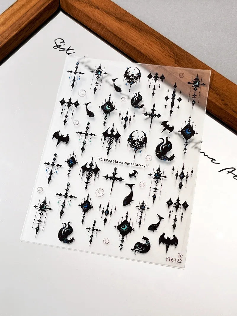 Gothic Cross and Blood Drip Nail Art Accessories for Alternative Styles