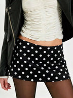 Polka Dot Stretch Mini Skirt with Flared Streetwear Inspired Fit