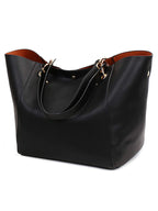 Large Capacity PU Leather Tote Bag with Minimalist Top Handle Design