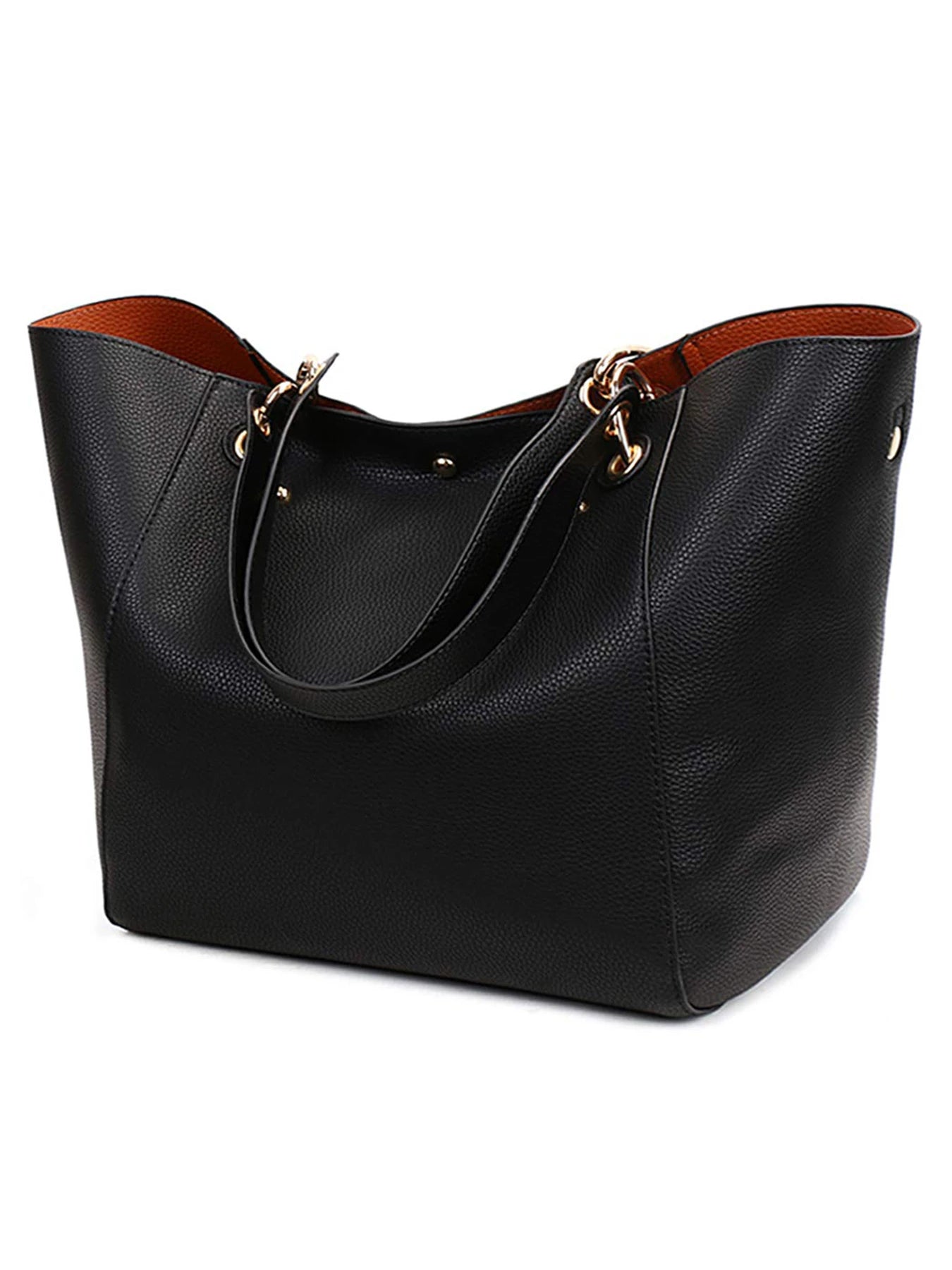 Large Capacity PU Leather Tote Bag with Minimalist Top Handle Design