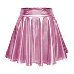 Glossy A-Line Mini Skirt with High Shine Streetwear Festival Styling