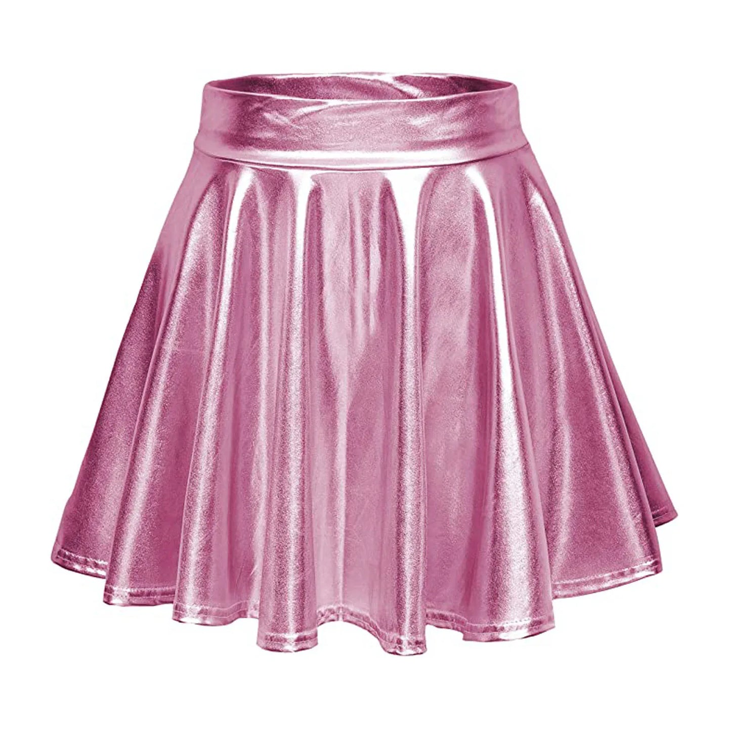 Glossy A-Line Mini Skirt with High Shine Streetwear Festival Styling