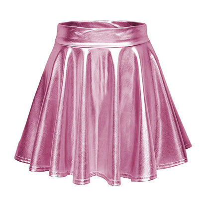 Glossy A-Line Mini Skirt with High Shine Streetwear Festival Styling