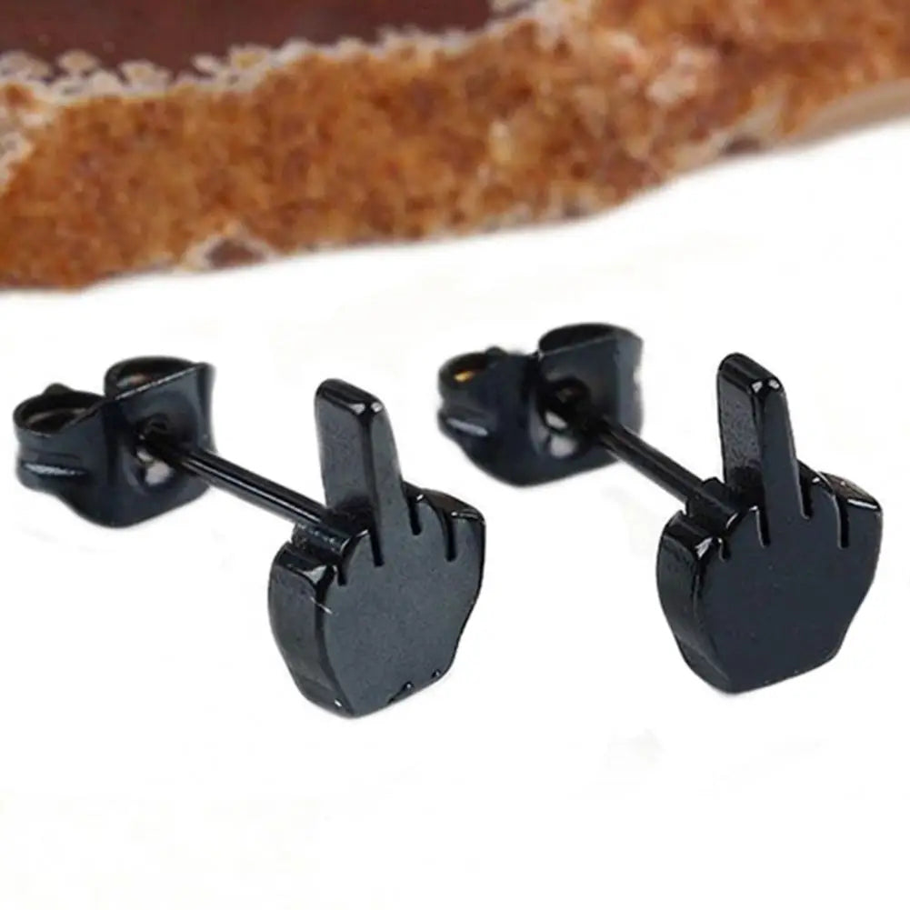 Rebellious Gesture Stud Earrings With Bold Alternative Streetwear Fashion Appeal
