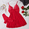 Sheer Black Mesh Split-Front Babydoll Set with Floral Lace Bodice