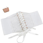 Floral Embroidered Lace-Up Waist Corset Belt with Structured Wide Fit