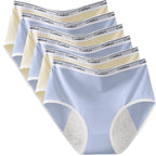 Six-Piece High-Waisted Menstrual Brief Set with Striped Waistbands