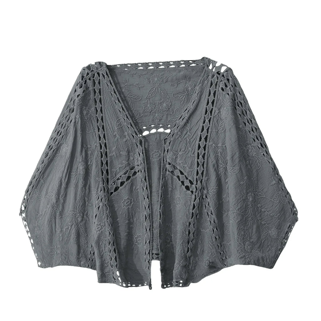 Women's Open Front Lightweight Knit Cardigan with Relaxed Three Quarter Sleeves