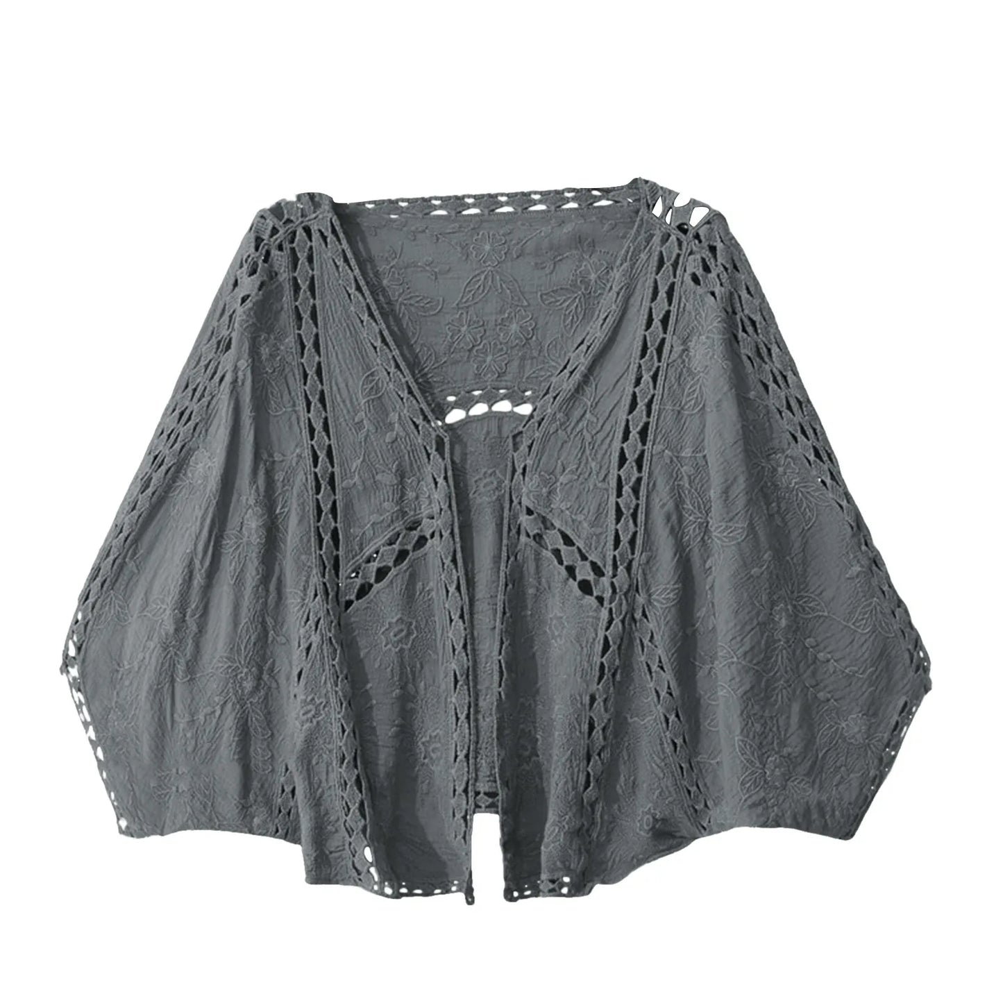 Women's Open Front Lightweight Knit Cardigan with Relaxed Three Quarter Sleeves