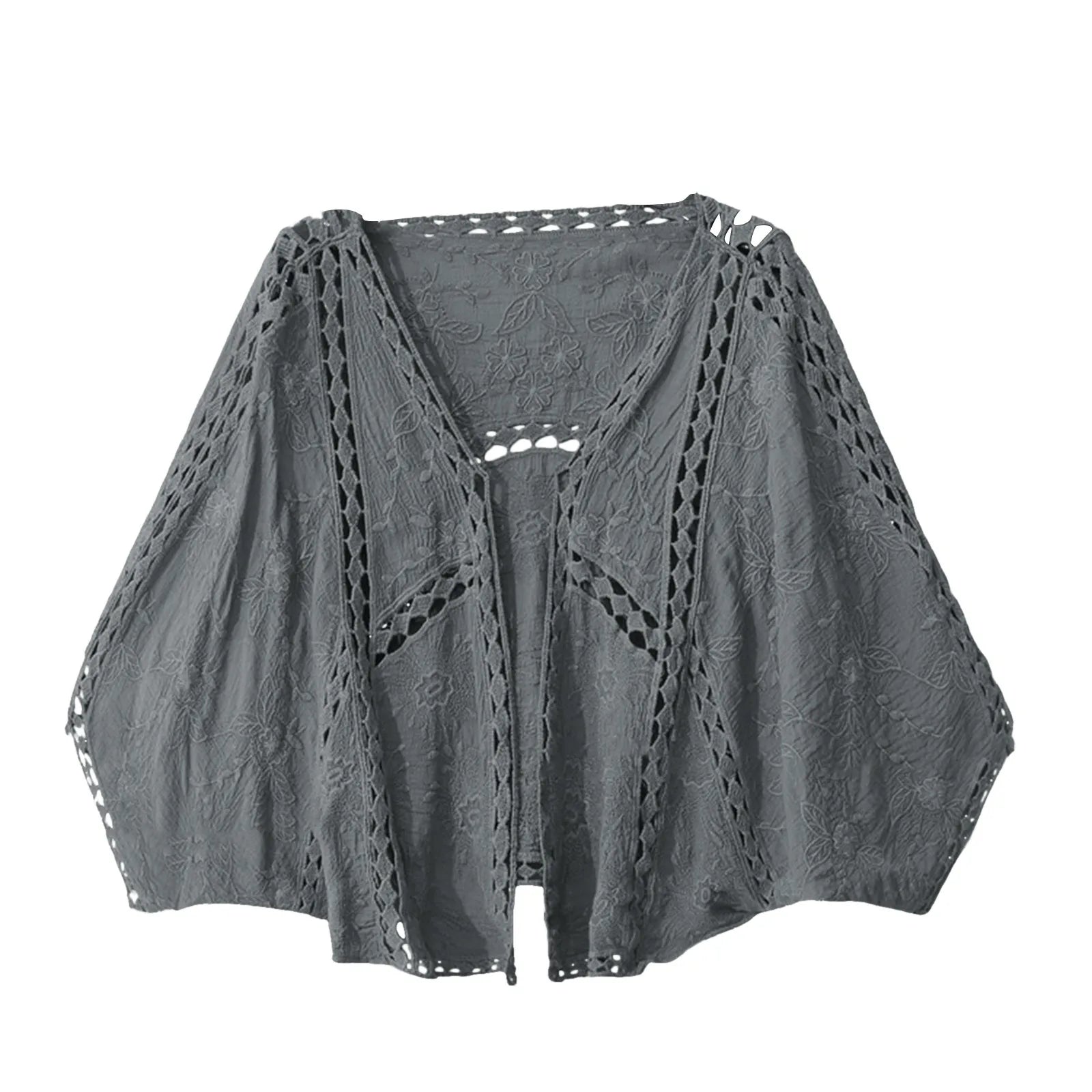 Women's Open Front Lightweight Knit Cardigan with Relaxed Three Quarter Sleeves