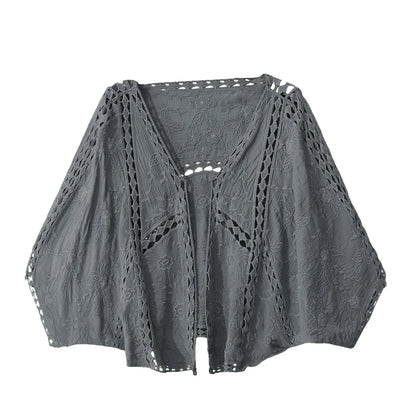 Women's Open Front Lightweight Knit Cardigan with Relaxed Three Quarter Sleeves