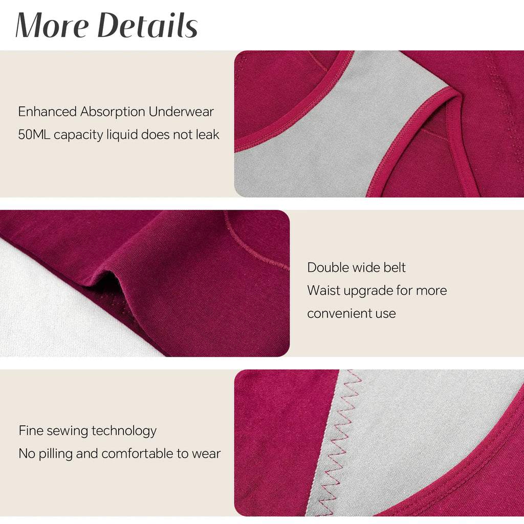 Three-Piece High-Waisted Menstrual Brief Set in Deep Jewel Tones