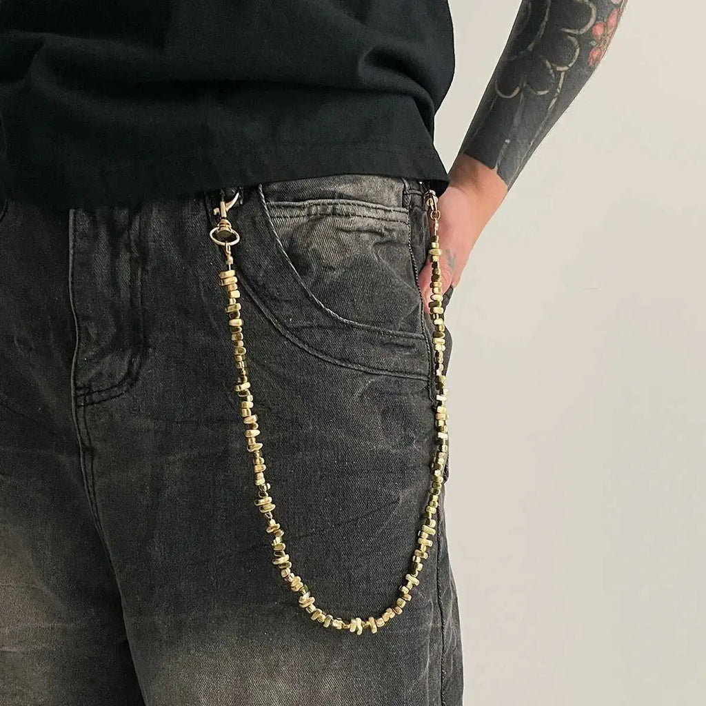 Alternative Pearl Accent Wallet Chain for Grunge, Punk and Y2K Streetwear