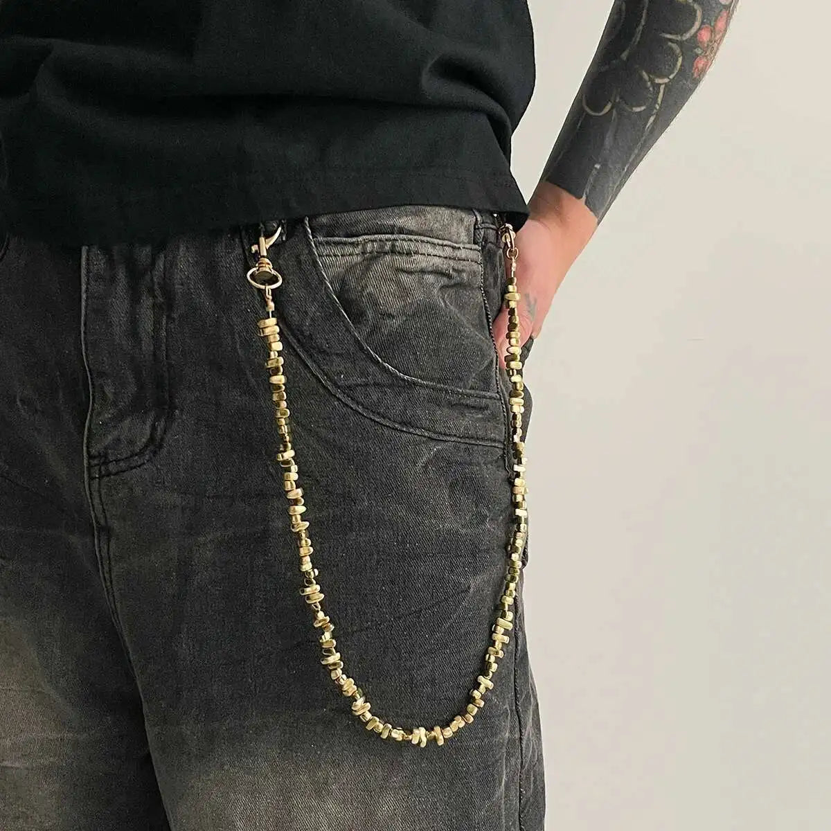 Alternative Pearl Accent Wallet Chain for Grunge, Punk and Y2K Streetwear