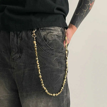 Alternative Pearl Accent Wallet Chain for Grunge, Punk and Y2K Streetwear