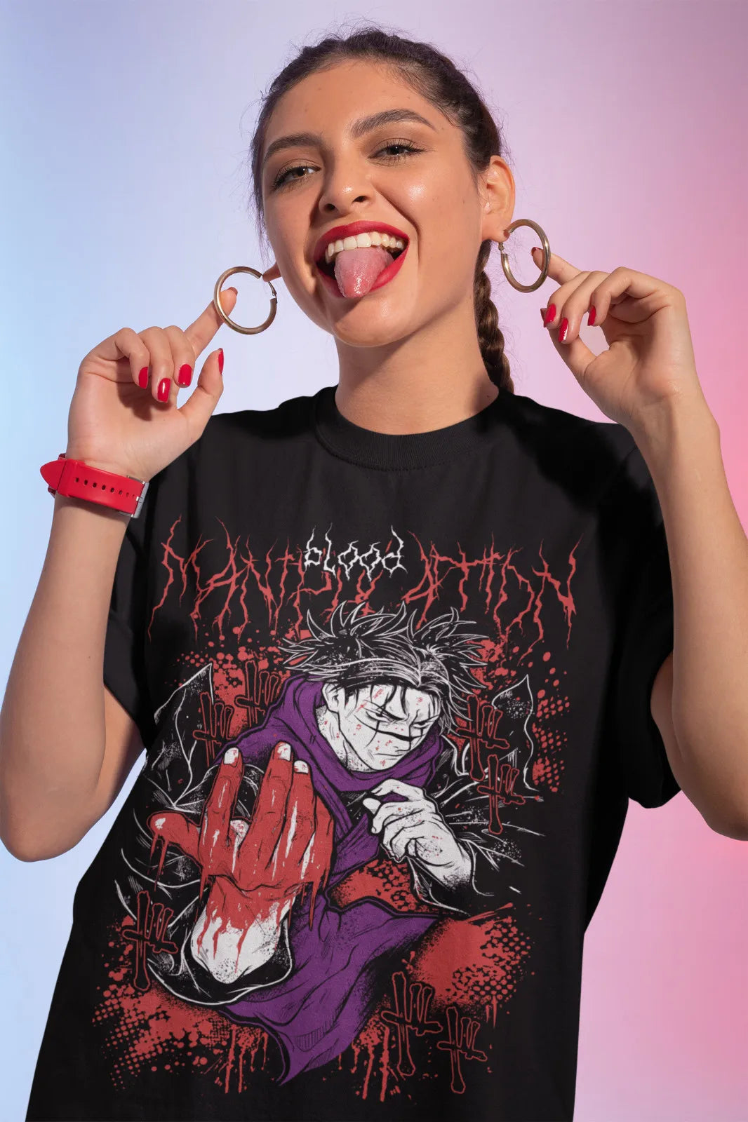 Dark Fantasy Anime Goth Streetwear Oversized Graphic Cotton T-Shirt
