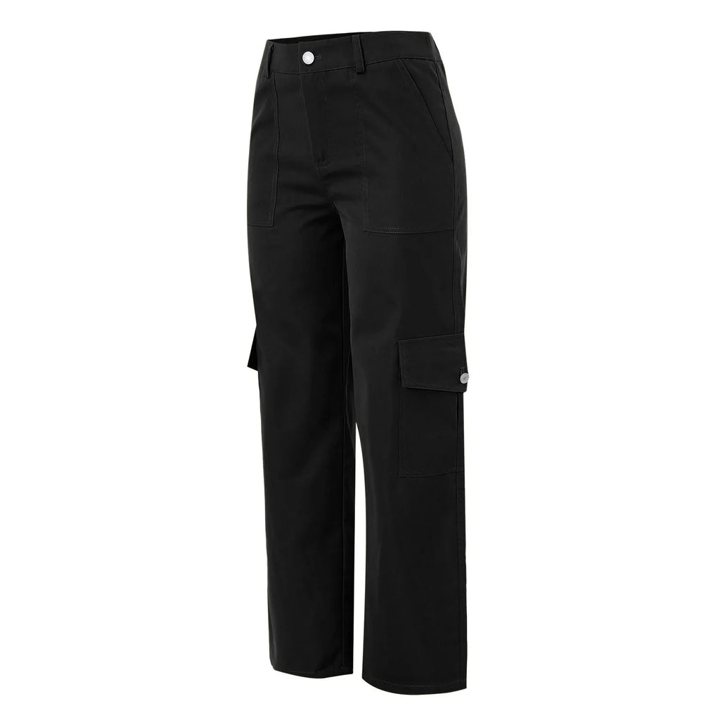 Women's Wide Leg Cargo Pants with Utility Pockets for Casual Streetwear Fashion