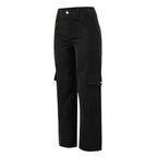 Women's Wide Leg Cargo Pants with Utility Pockets for Casual Streetwear Fashion